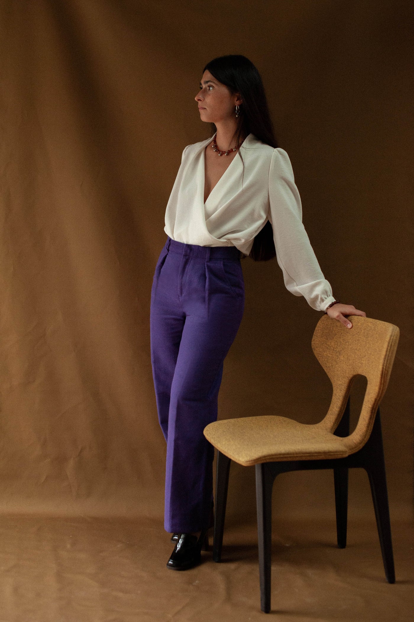 Pantalon tailleur, violine - taille 34 Petite