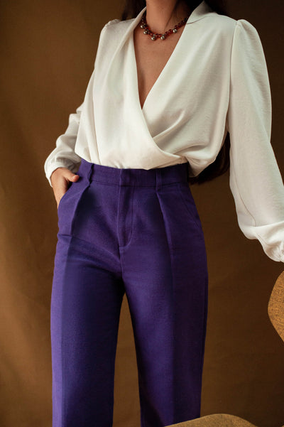 Pantalon tailleur, violine - taille 34 Petite